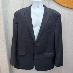 Vtg Lauren Ralph Lauren Men's 50L Navy Blue Plaid 100% Wool Canada Jacket Blazer